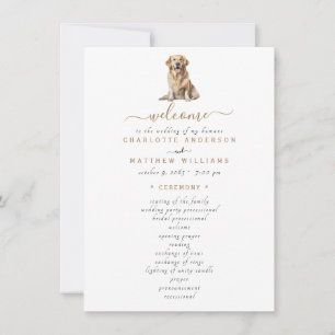 Pet Simple Black & Gold Text Wedding Programme de