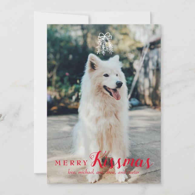 Pet Theme Merry Kissmas Carte de vacances en rouge (Devant)
