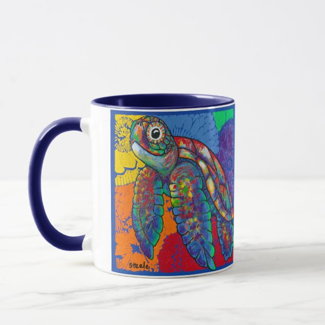 Pétale la tortue de la paix Boisson Mug (Gauche)