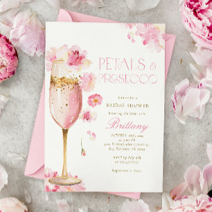Pétales de Champagne Rose Invitation à la douche n