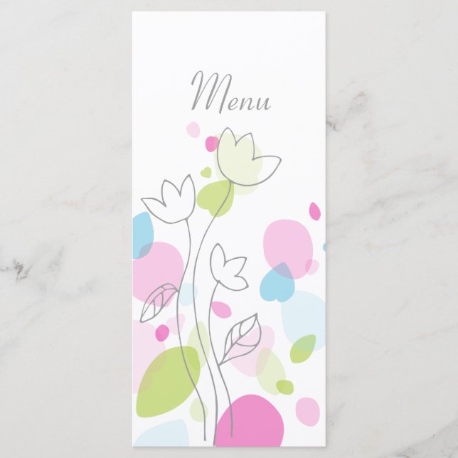 Pétales de fleurs de confetti moderne menu mariage (Devant)