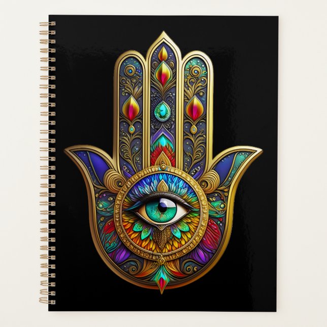 Pétales de fleurs de couleur de paon Hamsa Vert Tr (Devant)
