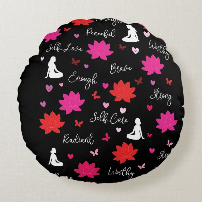 Pétales de Force | Coussin Floral Rond (Devant)