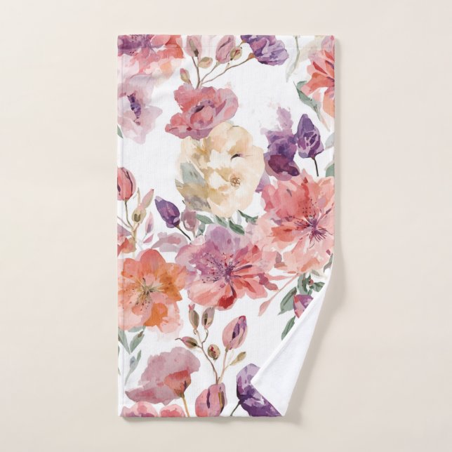 Pétales de pêche Fleurs aquarelles Botanique Flora (Serviette à main)