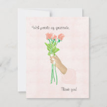 Pétales de rose de remerciement Carte de remerciem