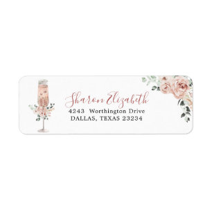 Pétales de Rose rose Dusty et Étiquette de adresse