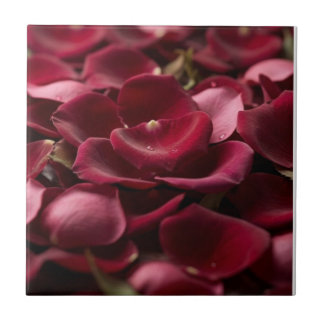 Pétales de rose rouge profond Carreau en céramique