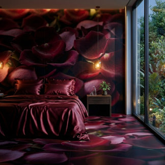 Pétales de rose rouge profond Carreau en céramique