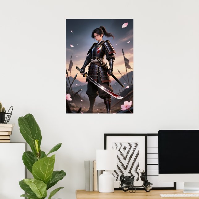 Pétales de sang - Poster Samurai Noir (Bureau à domicile)