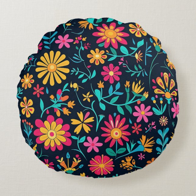 Pétales en Harmonie Coussin rond (Devant)