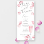 Pétales et menu de douche de mariée de Prosecco<br><div class="desc">Aquarelle élégante pétales de rose avec verre de champagne et texte "Pétales et Prosecco".</div>