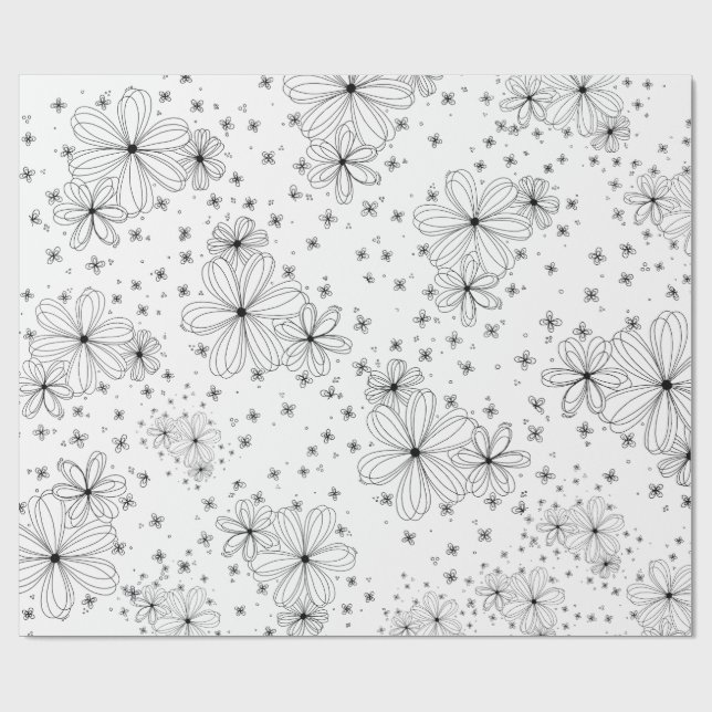 Pétales flottants – Papier cadeau à colorier (Plat)