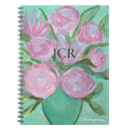 Pétales mignonnes monogrammes en Carnet rose