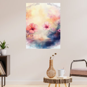 Pétales Romantiques – Affiche Florale Aquarelle