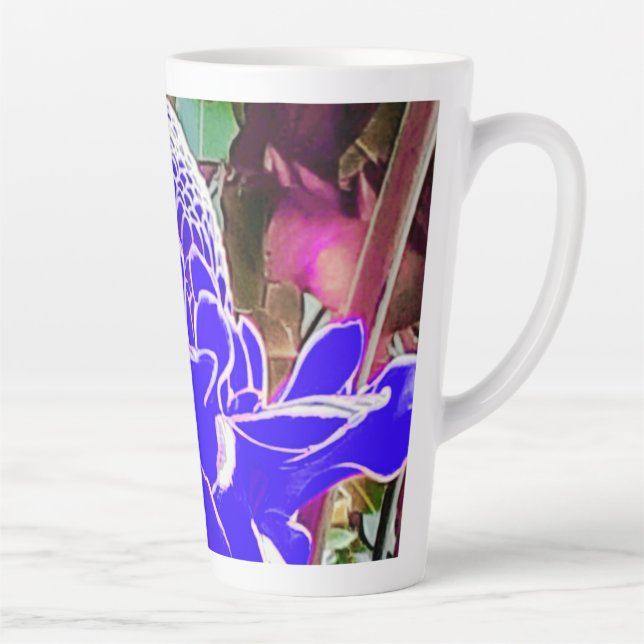 Pétales Roses Bleues Tall Latte Mug (Droite)
