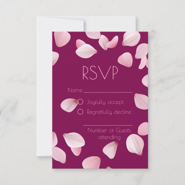 Pétales roses romantiques Mariage Carte RSVP (Devant)