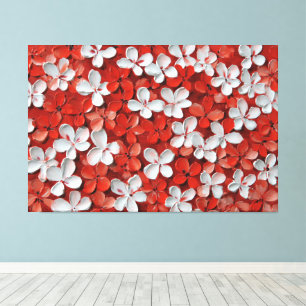 Pétales Rouges, Roses et Blancs – Art Mural en Imp