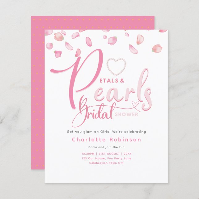 PETAUX ET PERLES Fête des mariées Chic Glam rose (Devant / Derrière)