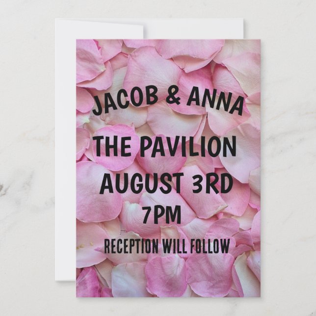 PETAUX roses INVITATIONS DE MARIAGE ROSE (Devant)