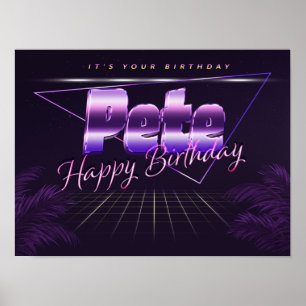 Pete Nom Vorname lila retro Poster Geburtstag