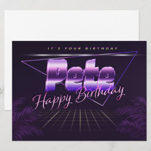 Pete Prénom Nom carte rétro lilas anniversaire