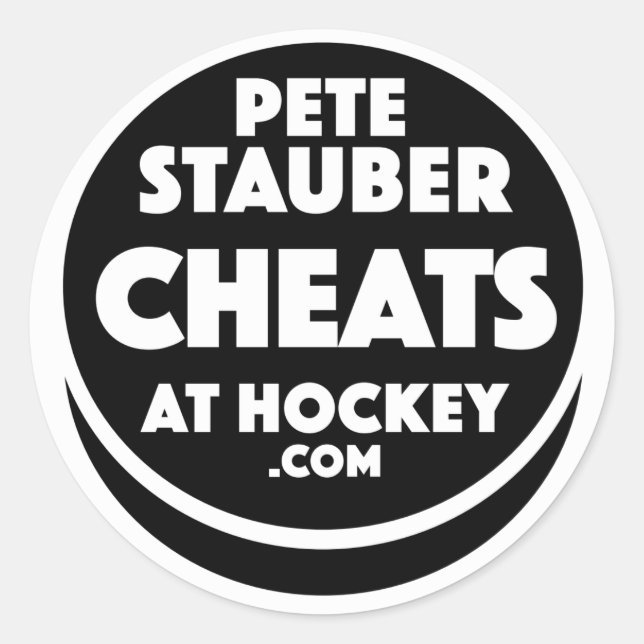 Pete Stauber Cheats At Hockey .com Stickers (Devant)