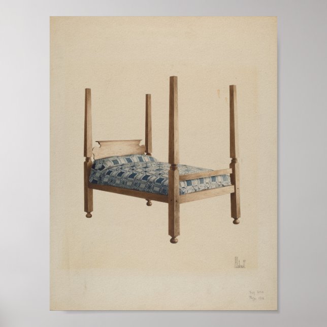 Peter C. Ustinoff Four Poster Bed c. 1940 (Devant)