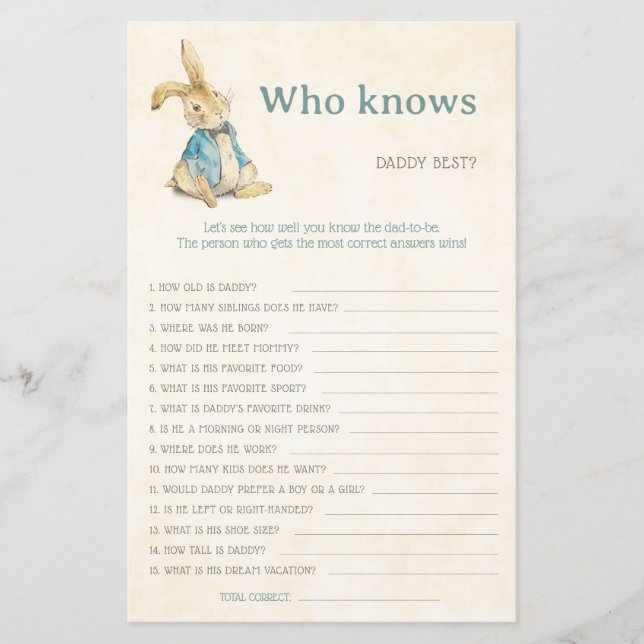 Peter Le Baby shower De Lapin Qui Connait Daddy Ga (Devant)