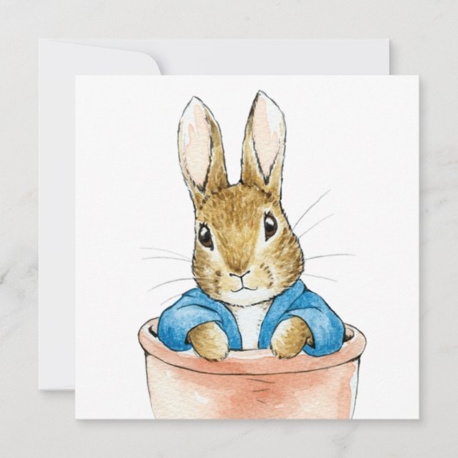 Peter le lapin assis dans une carte postale Plante (Devant)
