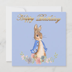 Peter le lapin avec or Joyeux texte d'anniversaire