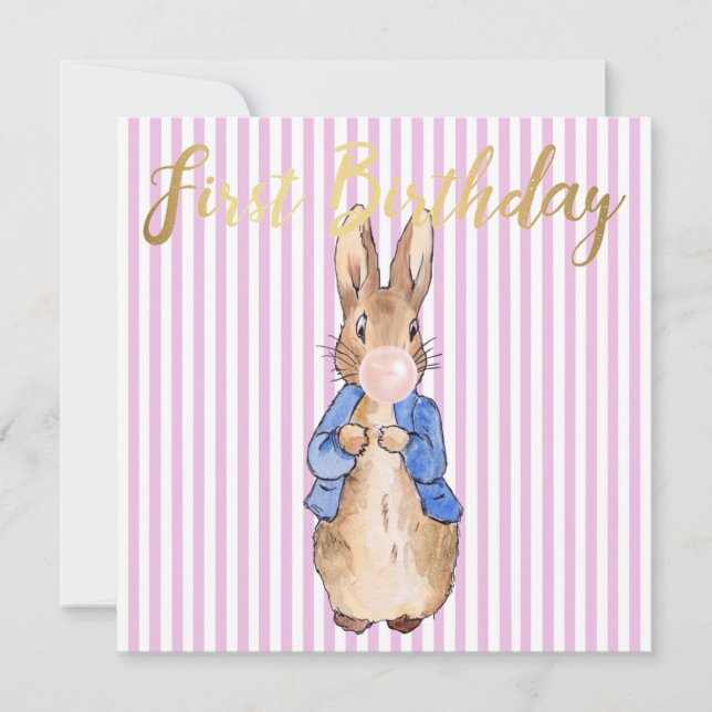 Peter le lapin soufflant rose bulle gomme (Devant)