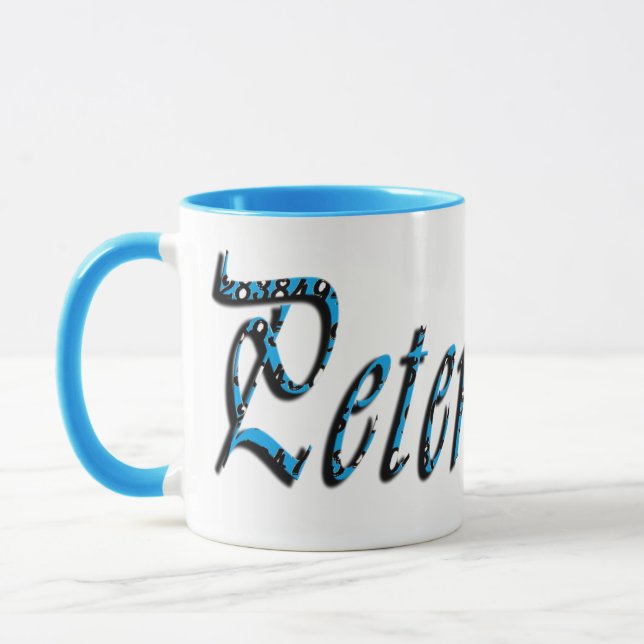Peter, Nom, Logo, Mug de café Combo Bleu (Gauche)