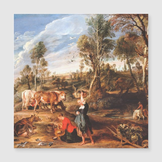 Peter Paul Rubens Milkmaips avec du bétail sur une (Devant)
