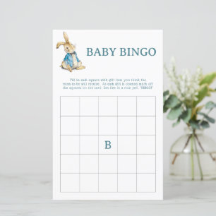 Peter Rabbit Baby shower Bingo Carte de jeu