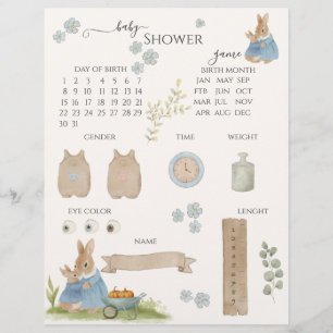 Peter Rabbit Baby shower Deviner le jeu