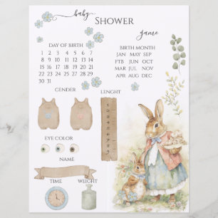 Peter Rabbit Baby shower Deviner le jeu
