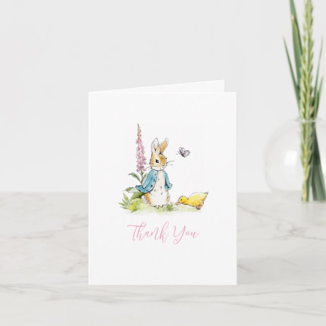 Peter Rabbit Baby shower fille Merci plié (Devant)