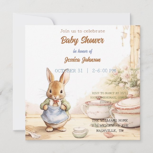Peter Rabbit Baby shower Invitation (Devant)