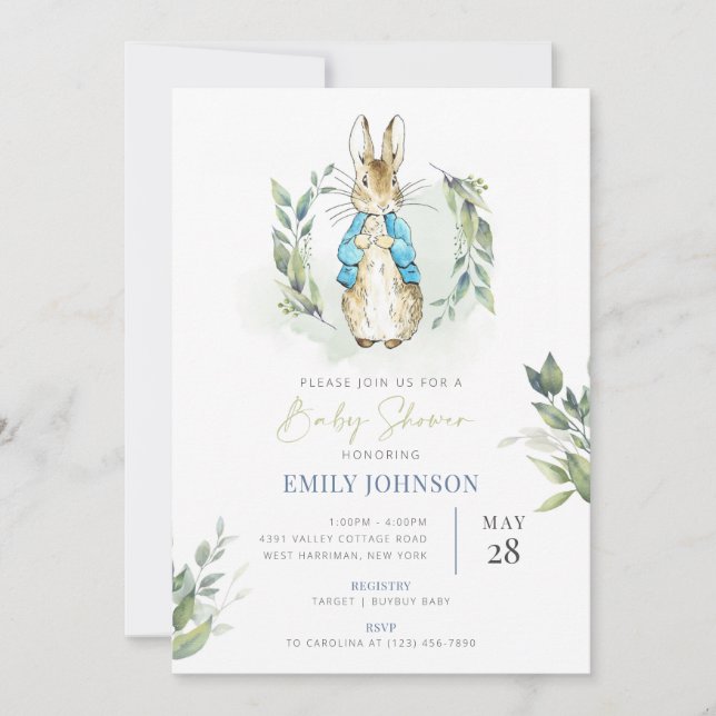 Peter Rabbit Baby shower Invitation (Devant)