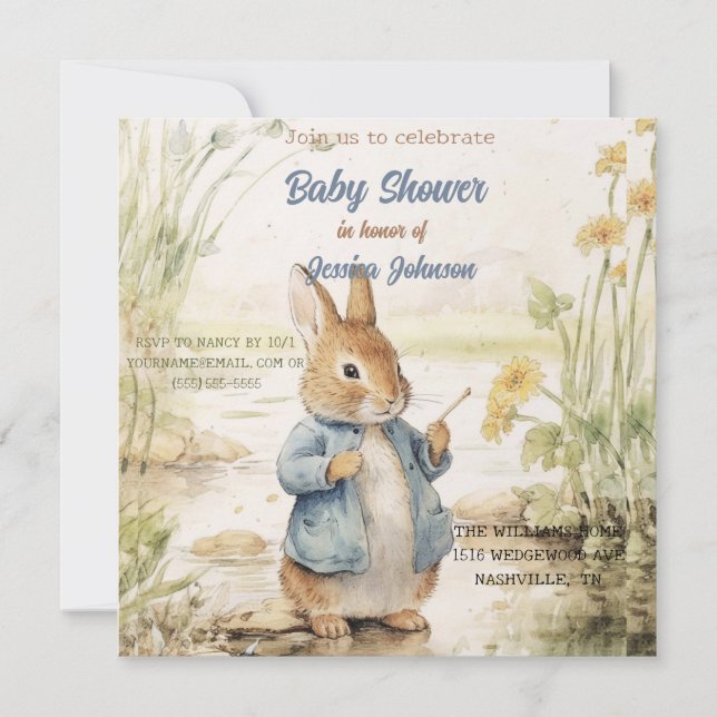 Peter Rabbit Baby shower Invitation (Devant)