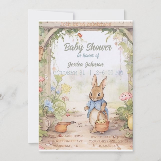 Peter Rabbit Baby shower Invitation (Devant)