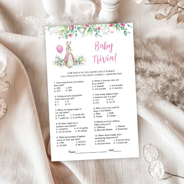 Peter Rabbit Baby shower Trivia Jeu (Créateur téléchargé)