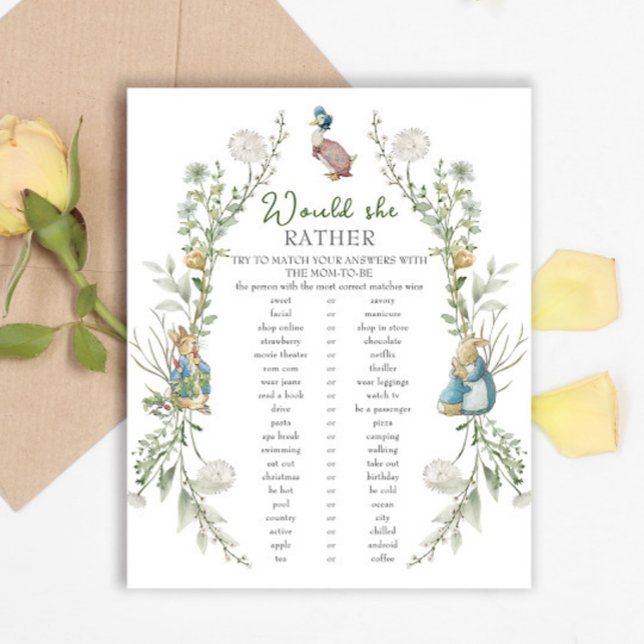 Peter Rabbit Baby shower Voudrait-Elle Plaire (Créateur téléchargé)