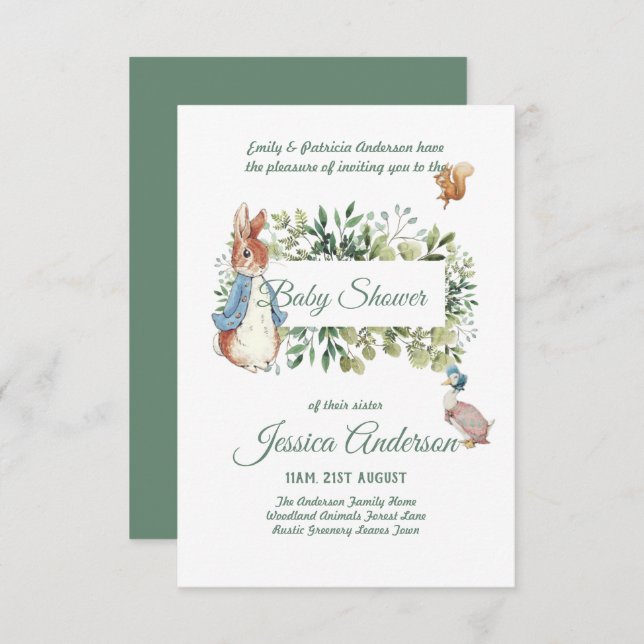 Peter Rabbit BÉBÉ DOUCHE Invitations garçon ou fil (Devant / Derrière)