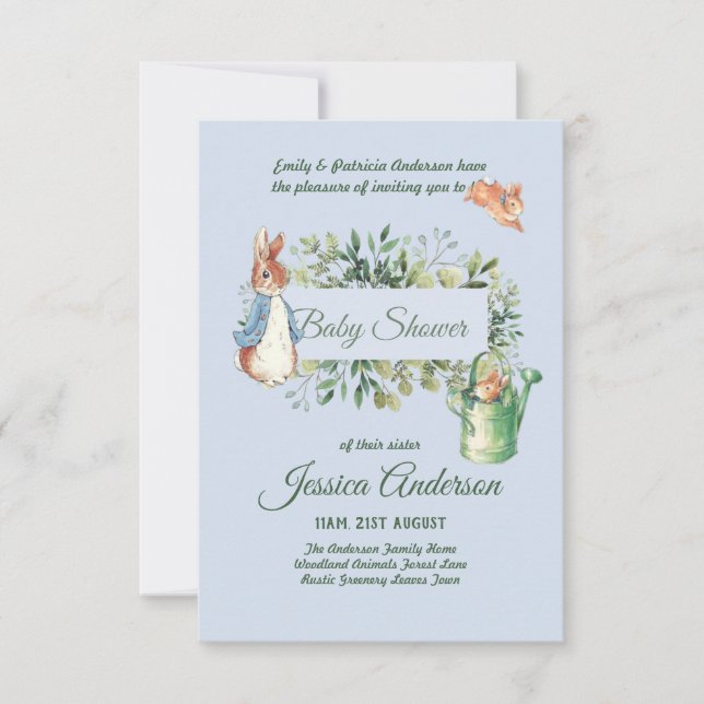 Peter Rabbit BÉBÉ DOUCHE Invitations garçon ou fil (Devant)