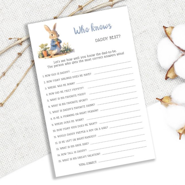 Peter Rabbit Qui Connaît Papa Meilleur Baby shower (Créateur téléchargé)