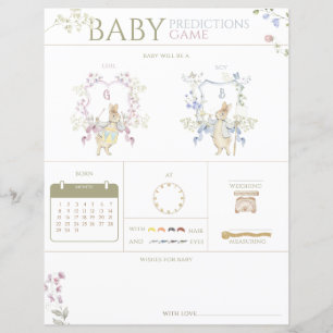 Peter the Rabbit Baby shower Guesser Jeu
