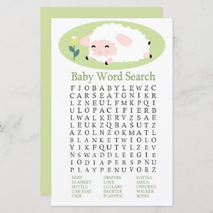 Petit agneau Baby shower Word Search Jeu