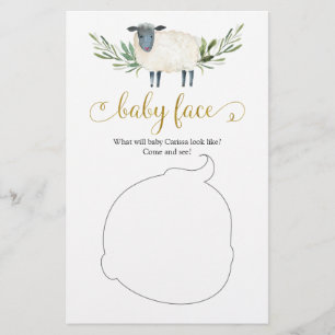 Petit Agneau doux vert Baby shower Visage bébé