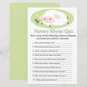 Petit agneau Nursery Rhyme Quiz jeu de baby shower